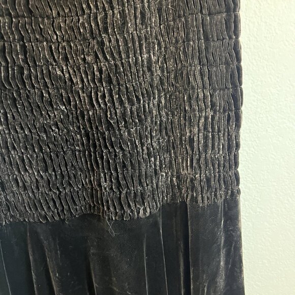 Vintage Brown Velvet Silk Art Deco Shirred Formal Dropped Waisted Gown Dress XL - Picture 13 of 15